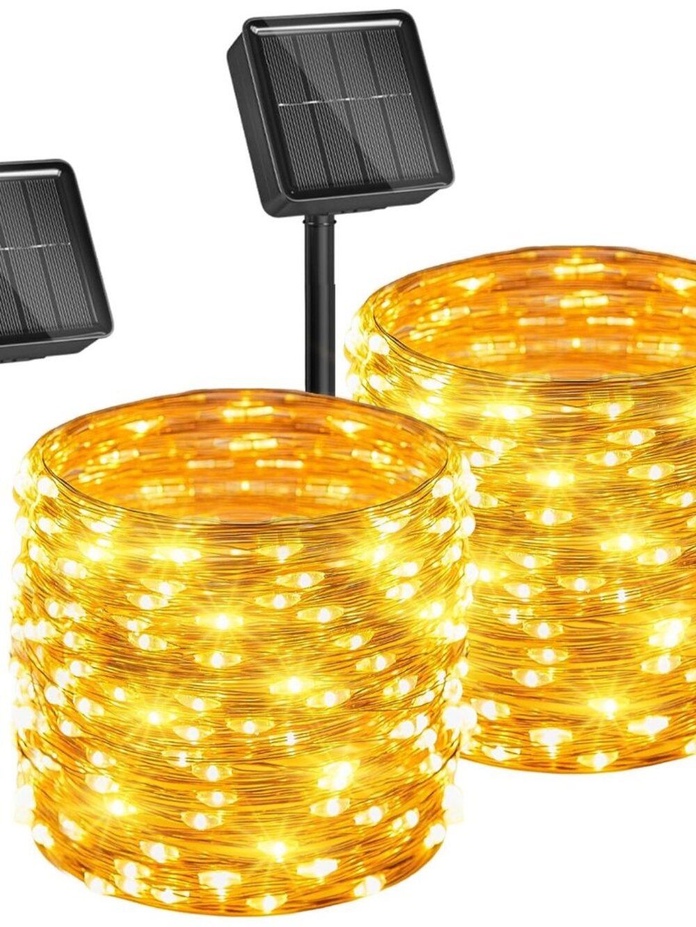 Solar String Lights, 2 Packs Total 66Ft 200 LED Fairy Lights with 8 Modes